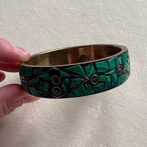 Artisan Green Mosaic Inlay Bangle Bracelet